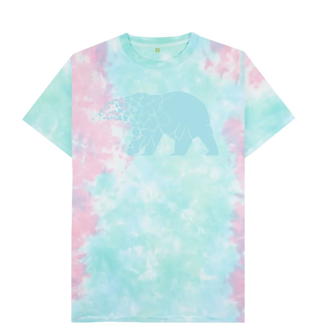 Men's Tie Dye T-shirt with Polar Bear Design - Certified Organic Cotton
